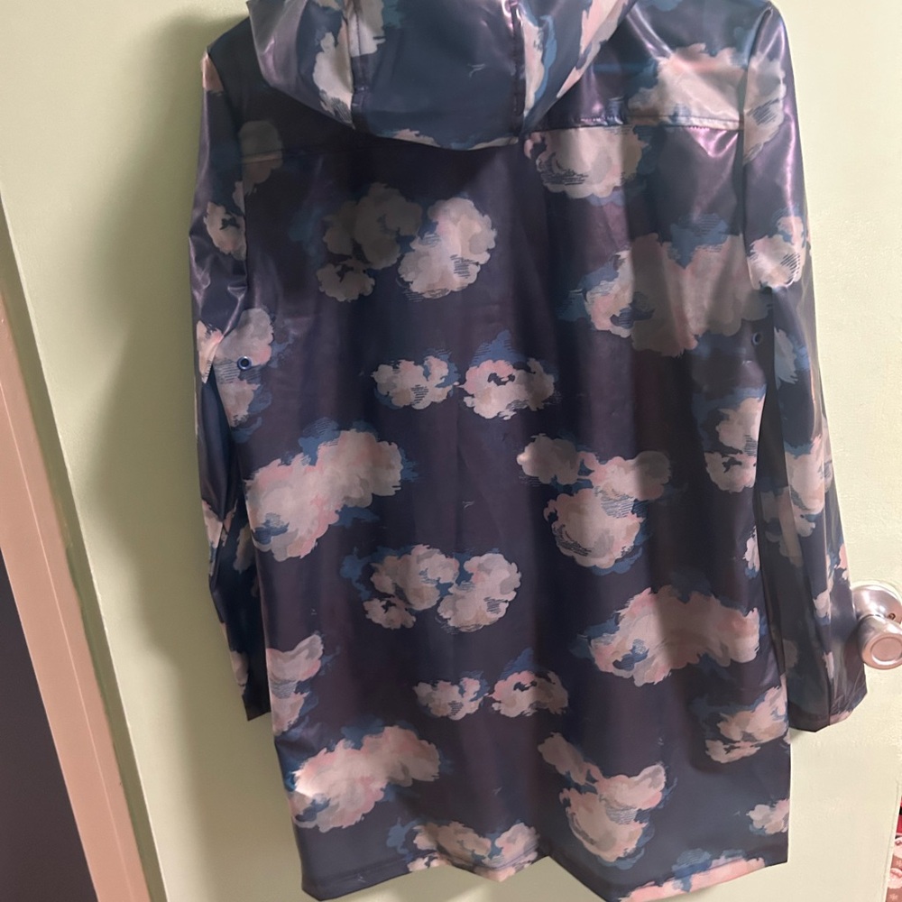 Cath Kidston Clouds Raincoat UK 10 Blue Hooded Jacket - Picture 3 of 6